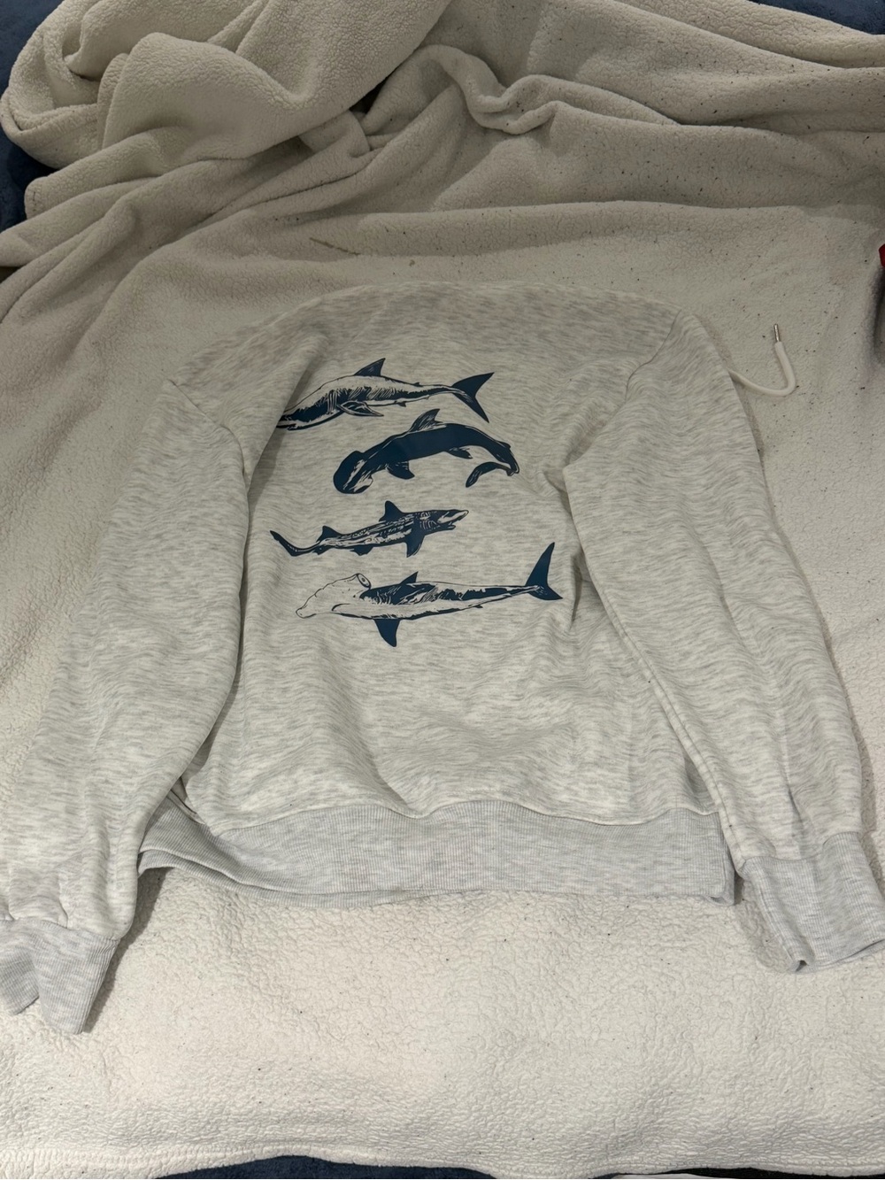 Men's Heather Grey Shark Graphic Sweatshirt
